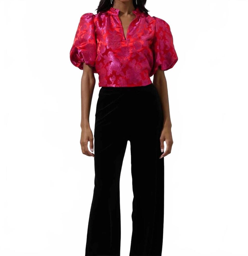 NEW SUGARLIPS duson floral jacquard top in pink-red - Picture 5 of 6